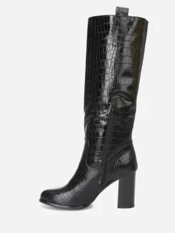 Best La Modeuse Bottes texturées à talon carré Noir