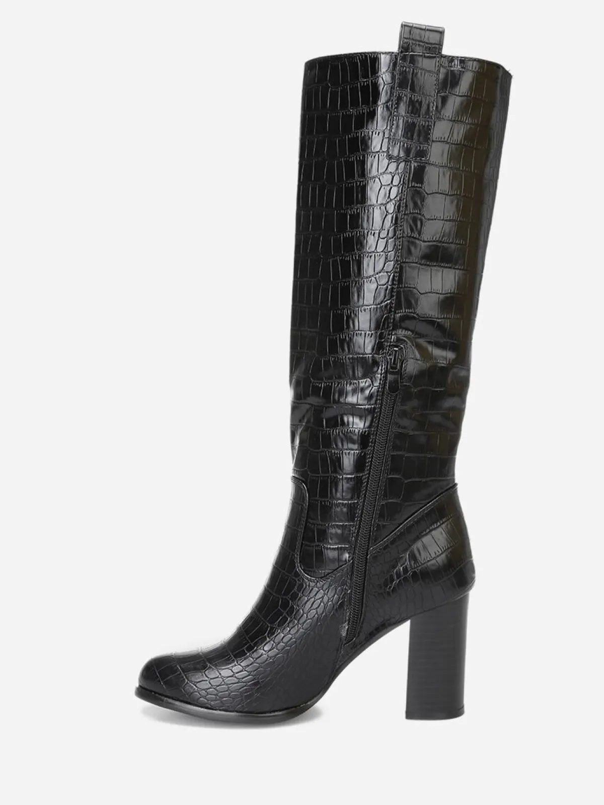 Best La Modeuse Bottes texturées à talon carré Noir