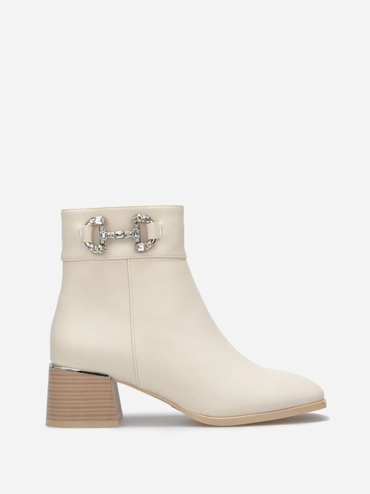 Best La Modeuse Bottines à bout carré et mors à strass Beige