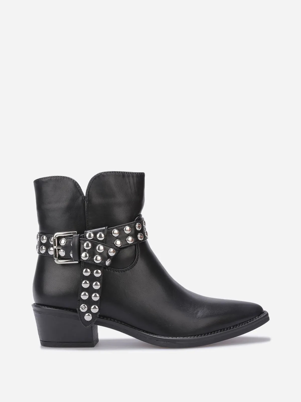 Online La Modeuse Bottines à bride cloutées et nouée Noir