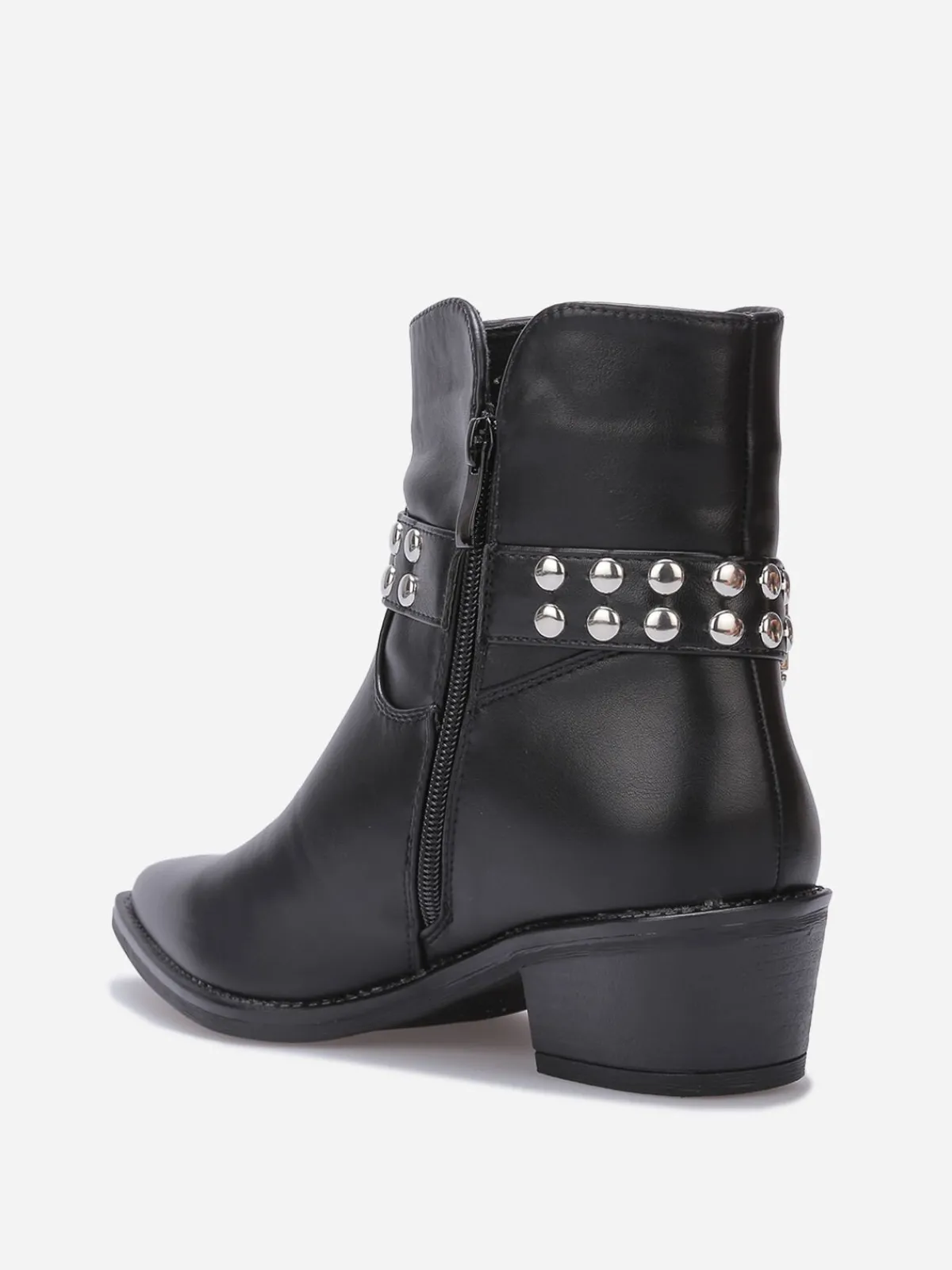 Online La Modeuse Bottines à bride cloutées et nouée Noir