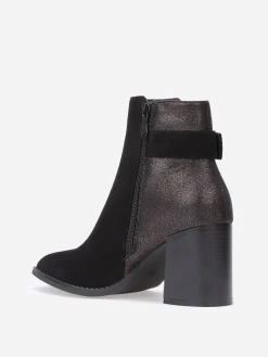 Online La Modeuse Bottines à paillettes et boucle métallique Noir