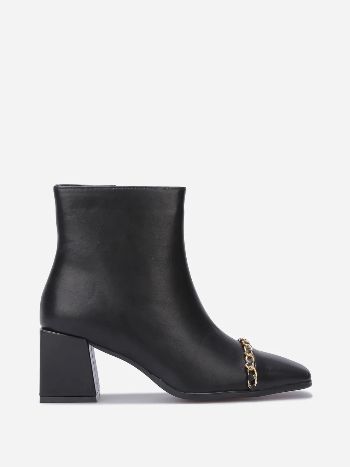 Best La Modeuse Bottines à talon avec chaîne dorée Noir