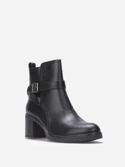 La Modeuse Bottines à talon carré avec boucle Noir