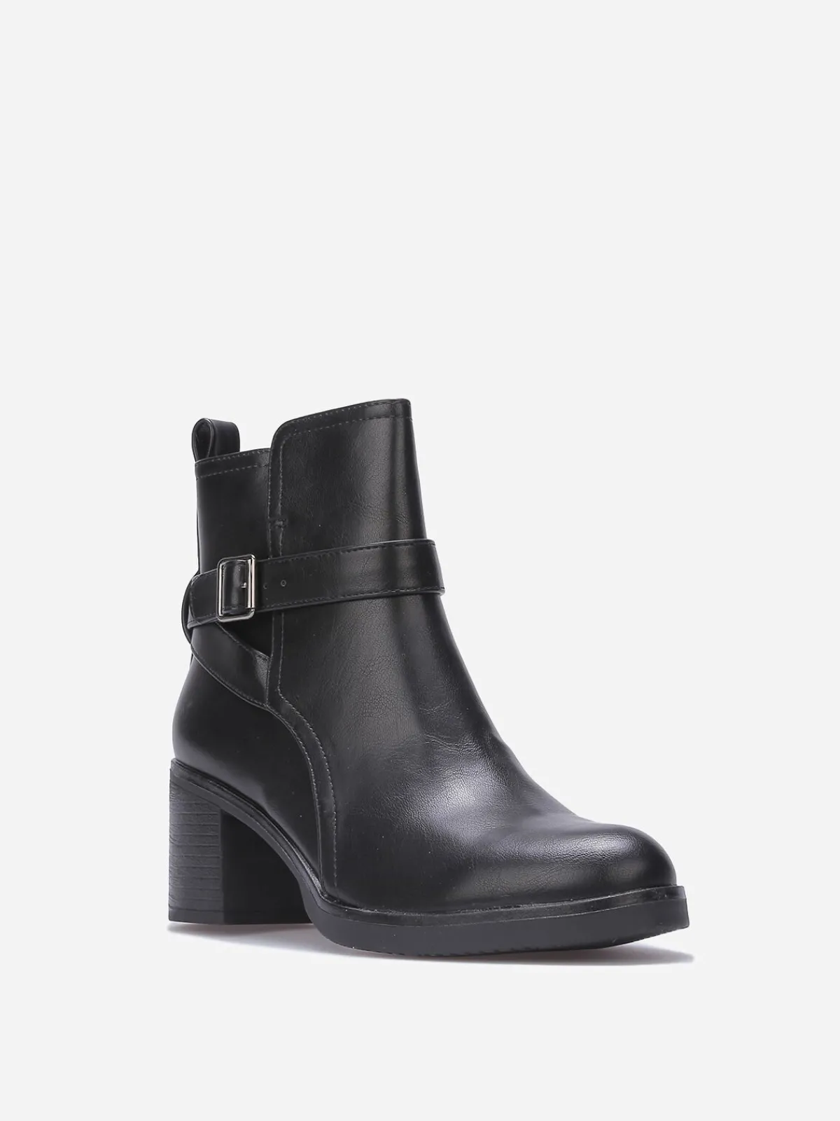 La Modeuse Bottines à talon carré avec boucle Noir