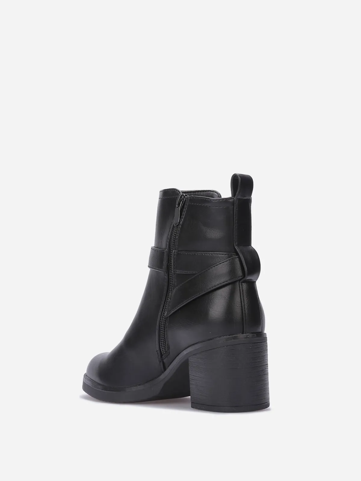 La Modeuse Bottines à talon carré avec boucle Noir