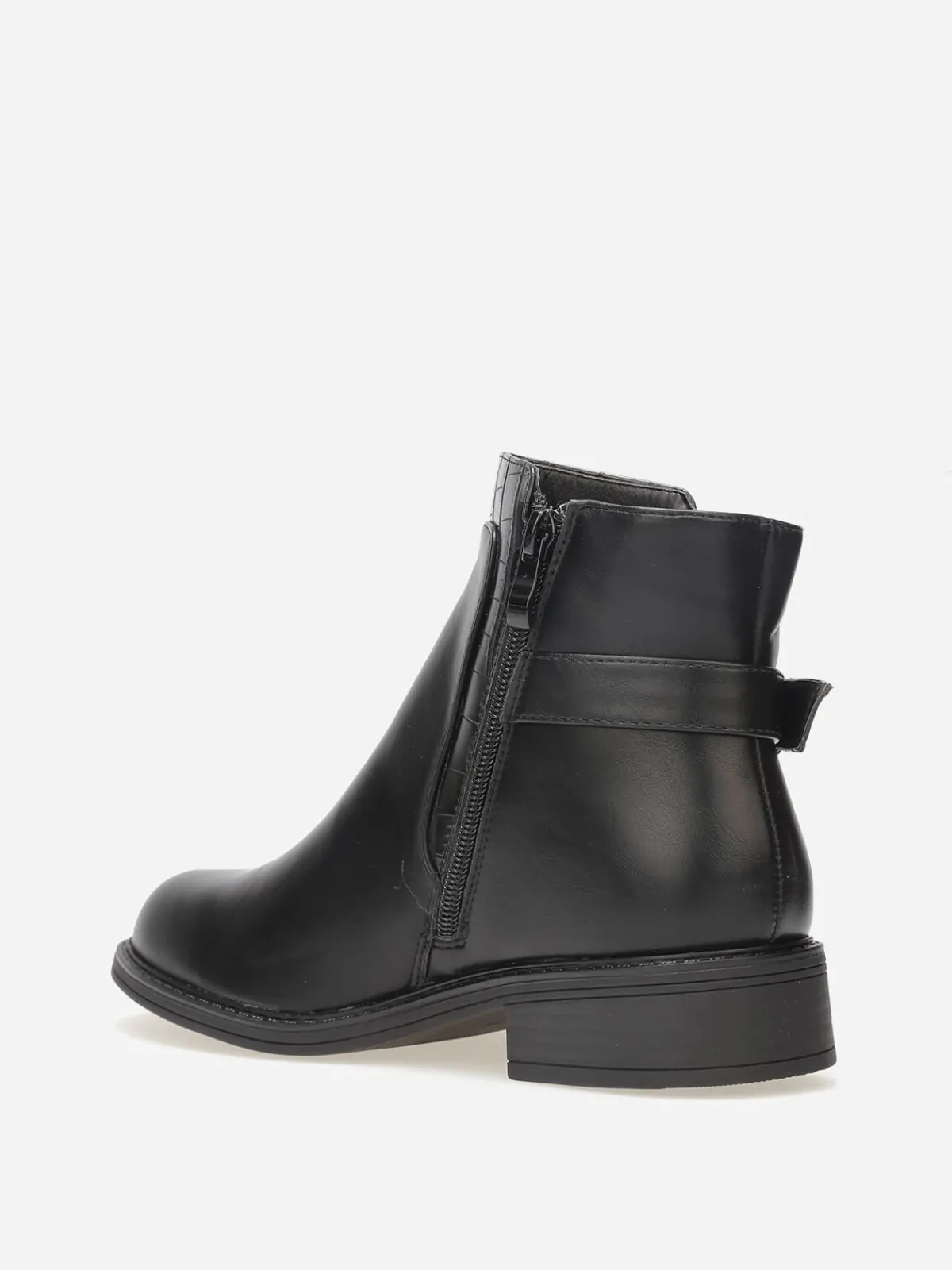 Discount La Modeuse Bottines bi-matières à boucle métallique Noir