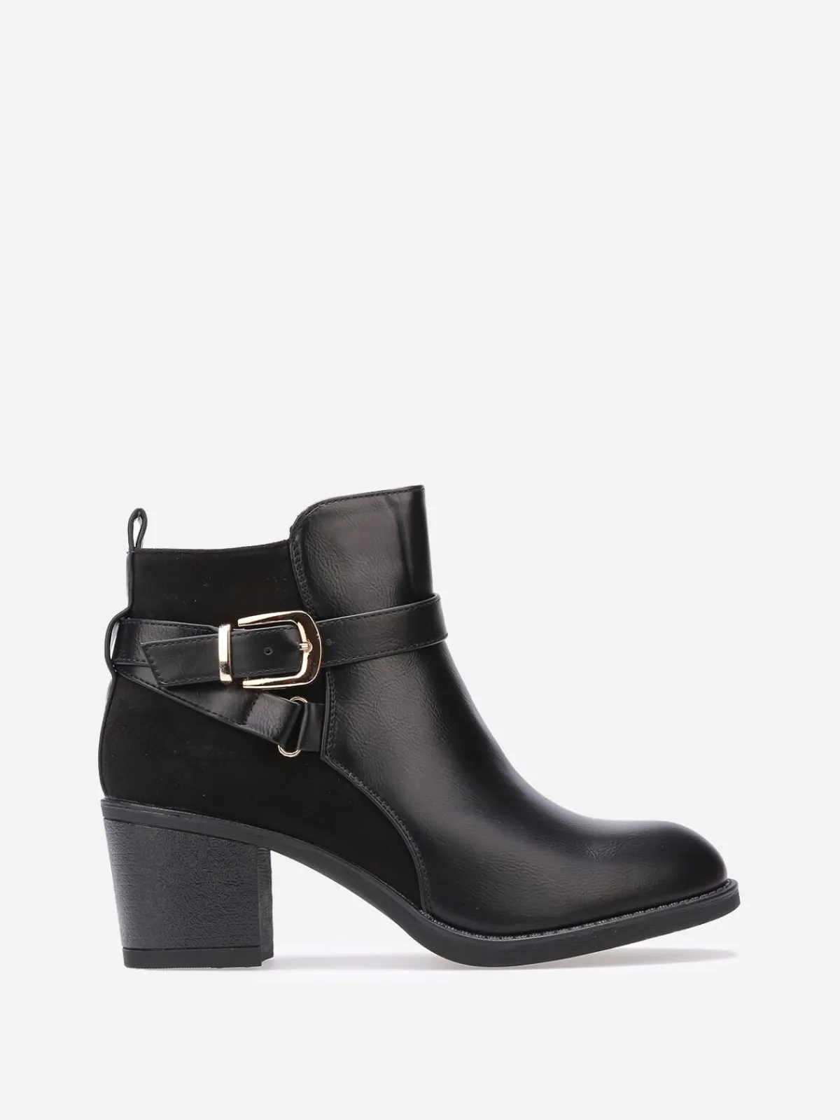 Best La Modeuse Bottines bi-matières à boucle dorée Noir