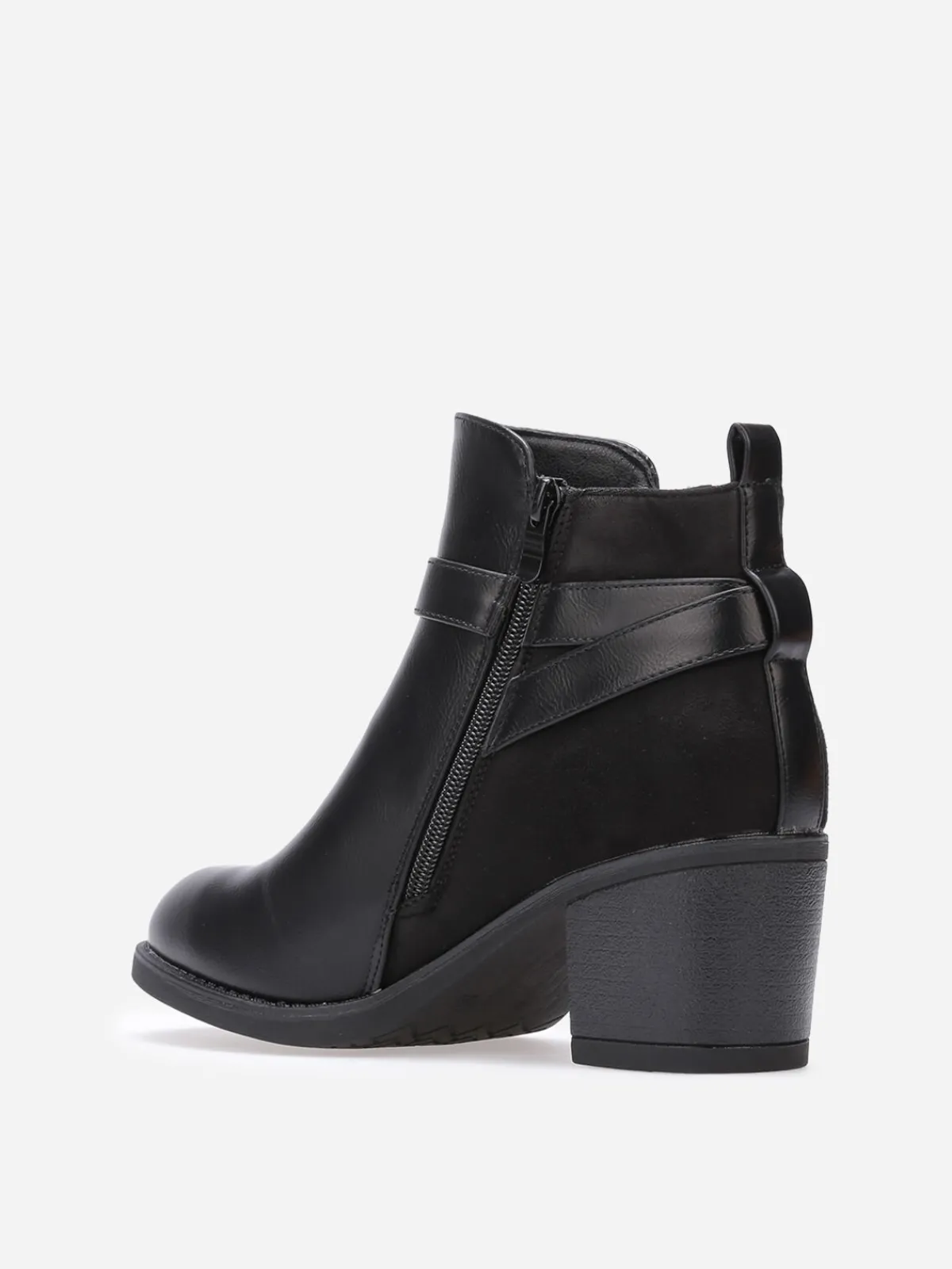 Best La Modeuse Bottines bi-matières à boucle dorée Noir