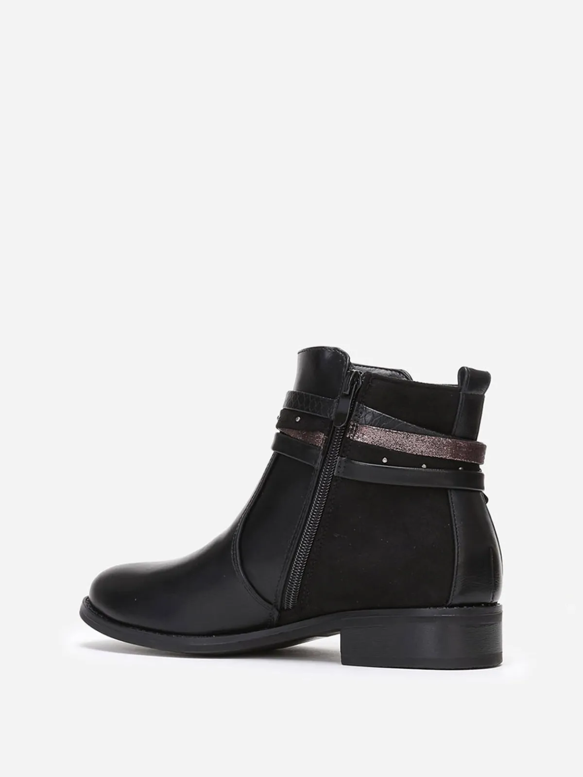 Best La Modeuse Bottines bi-matières à brides décoratives Noir