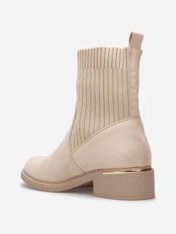 Clearance La Modeuse Bottines bi-matières à détail métallique Taupe