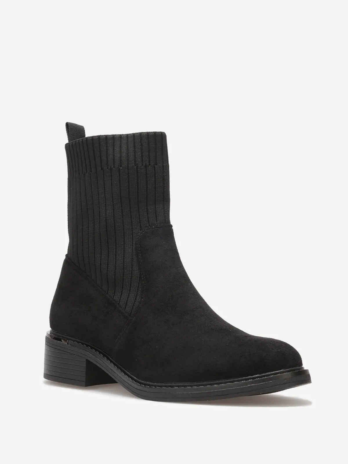 Online La Modeuse Bottines bi-matières à détail métallique Noir