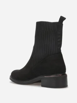 Online La Modeuse Bottines bi-matières à détail métallique Noir