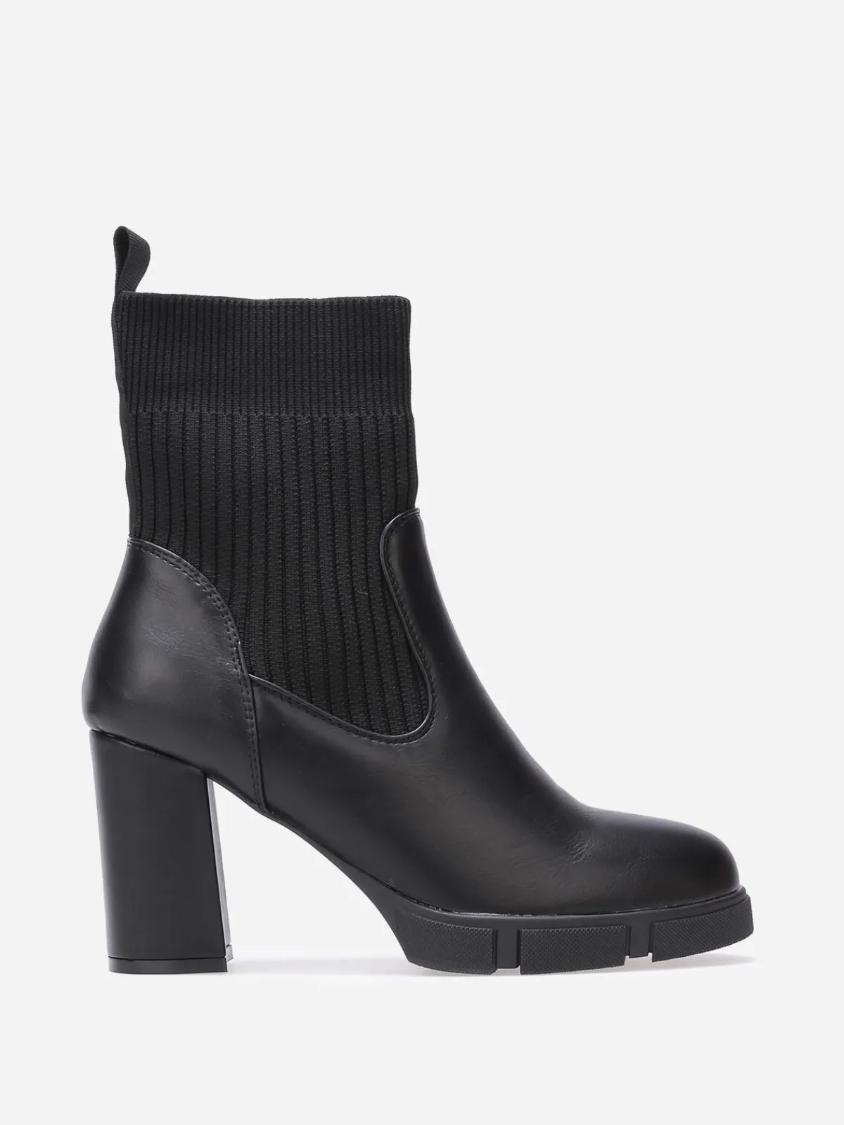 Clearance La Modeuse Bottines bi-matières à plateforme texturée Noir