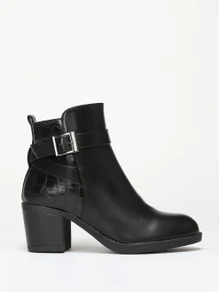 Best La Modeuse Bottines bi-matières avec bride à boucle Noir