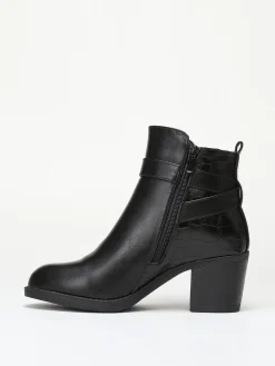 Best La Modeuse Bottines bi-matières avec bride à boucle Noir