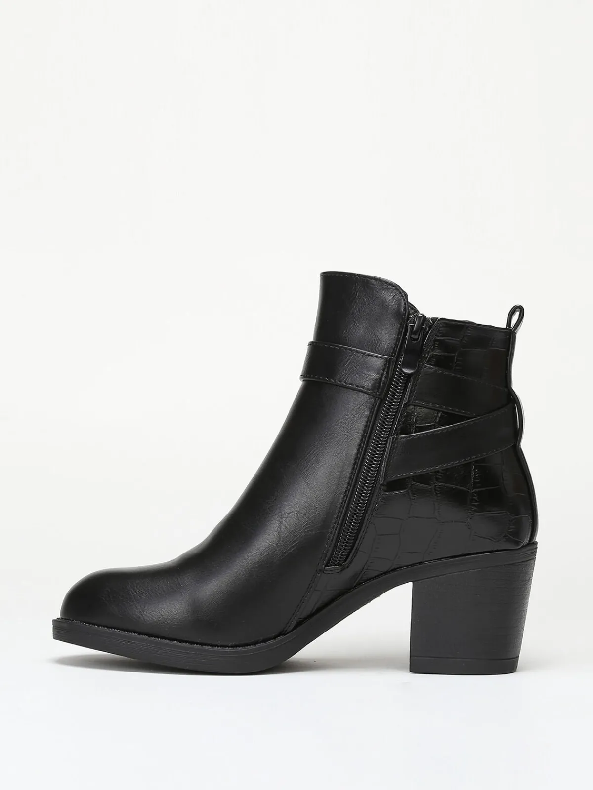 Best La Modeuse Bottines bi-matières avec bride à boucle Noir