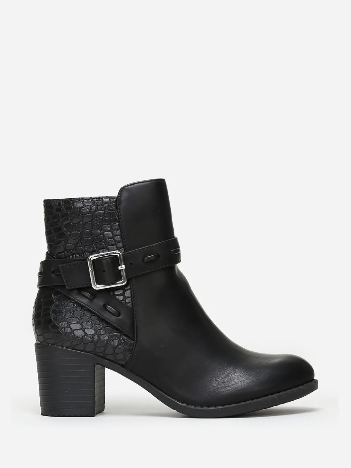 New La Modeuse Bottines bi-matières avec bride à boucle Noir
