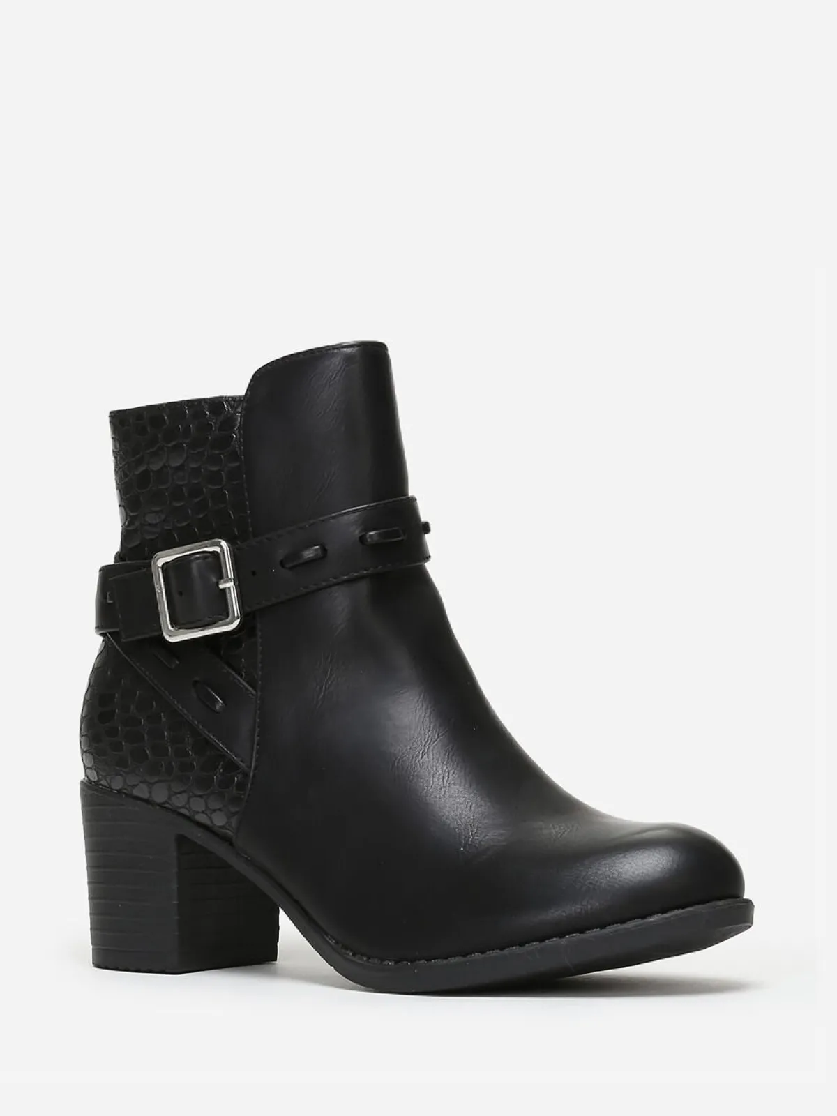New La Modeuse Bottines bi-matières avec bride à boucle Noir