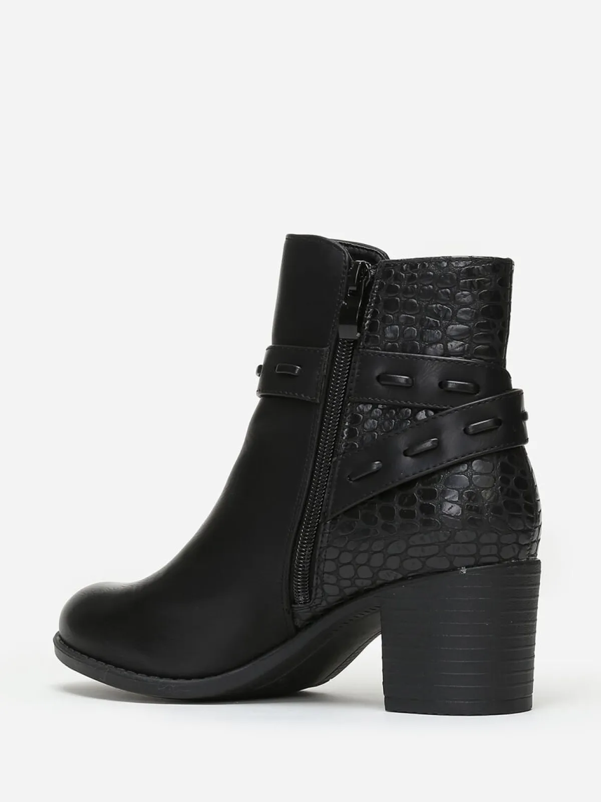 New La Modeuse Bottines bi-matières avec bride à boucle Noir