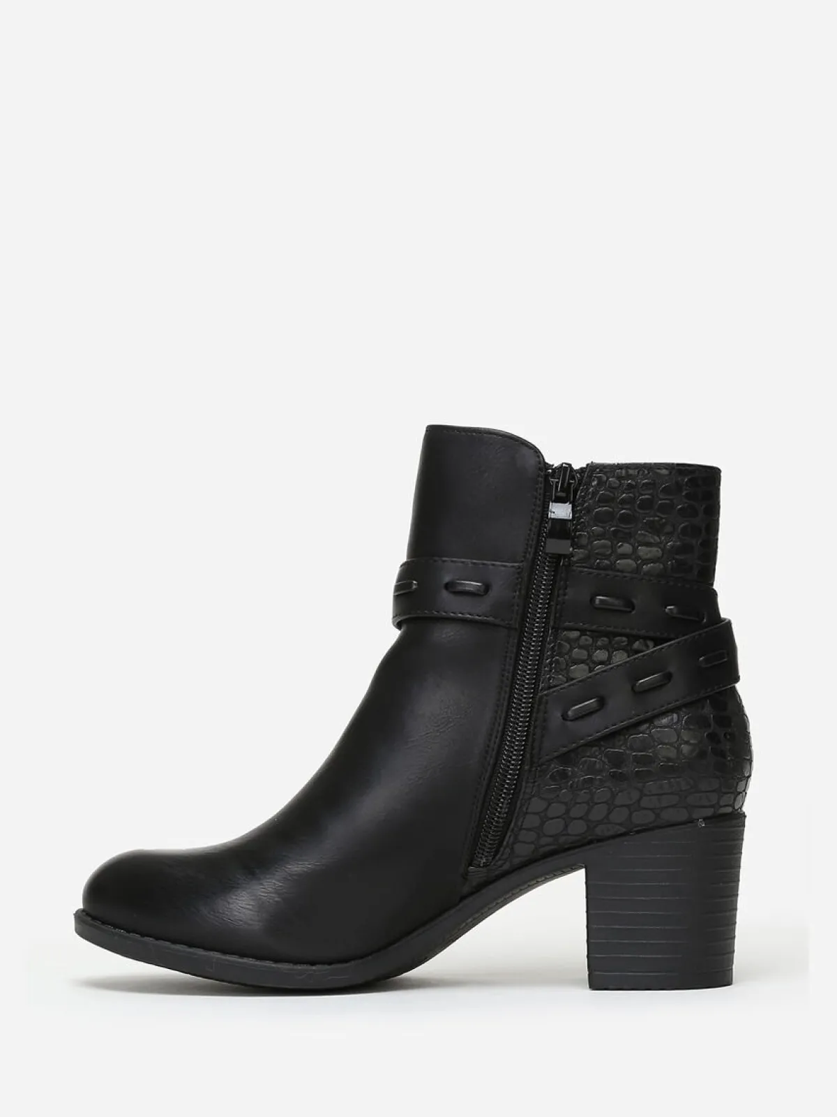 New La Modeuse Bottines bi-matières avec bride à boucle Noir