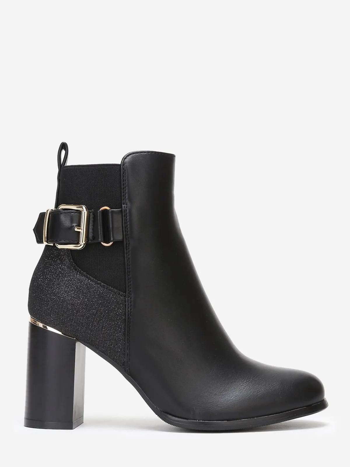 Discount La Modeuse Bottines chelsea pailletées à talon Noir