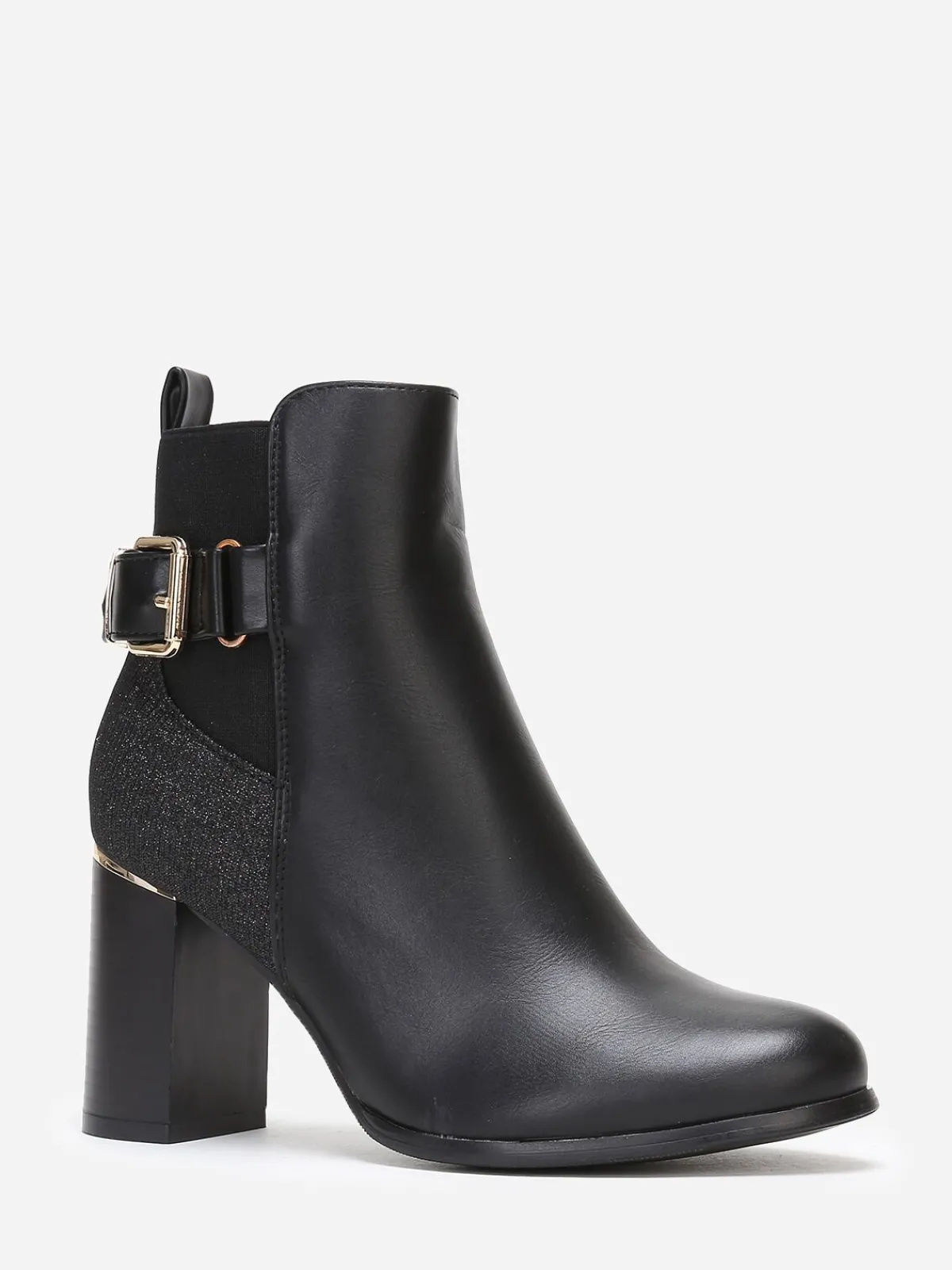 Discount La Modeuse Bottines chelsea pailletées à talon Noir