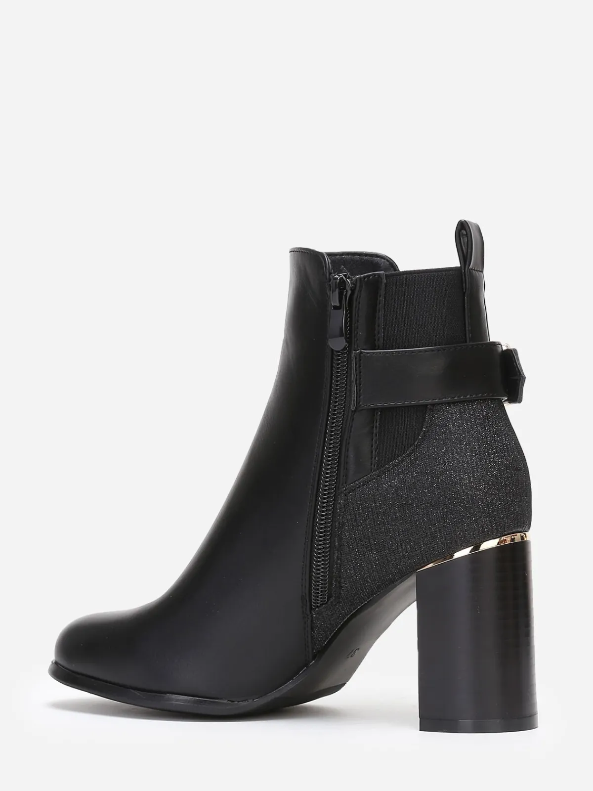 Discount La Modeuse Bottines chelsea pailletées à talon Noir