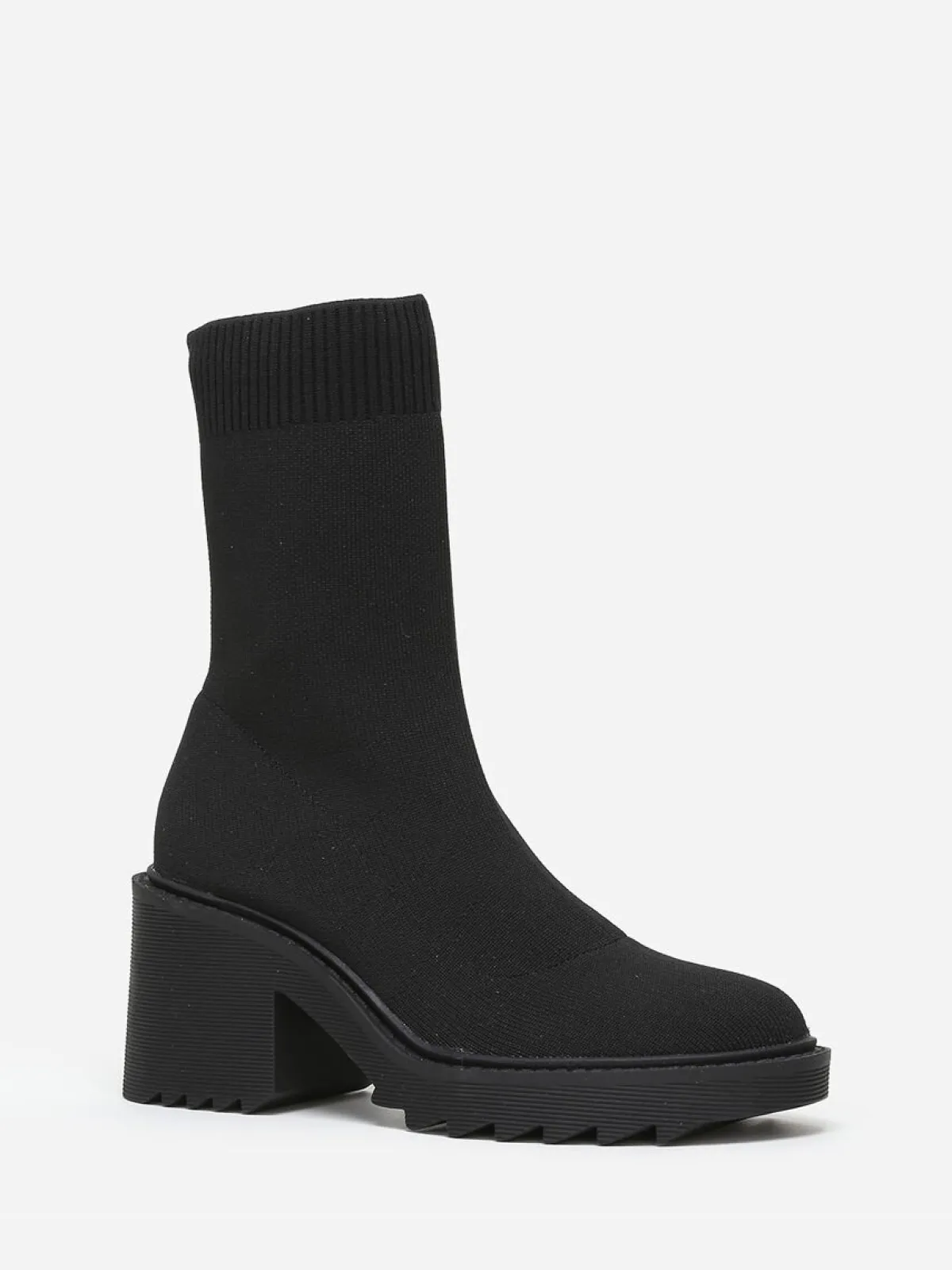 Sale La Modeuse Bottines en maille à semelle crantée Noir