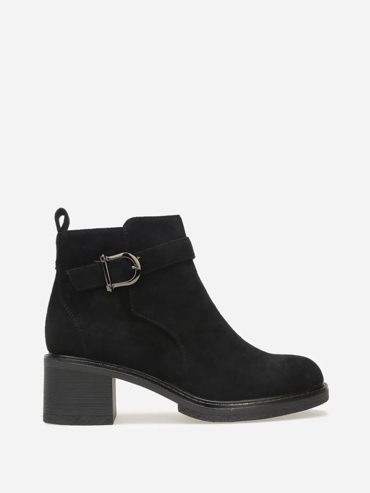 Discount La Modeuse Bottines en suédine à boucle métallique Noir