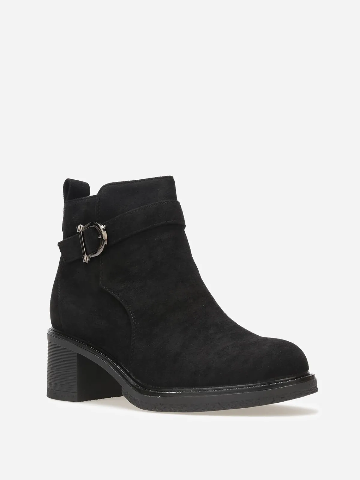 Discount La Modeuse Bottines en suédine à boucle métallique Noir