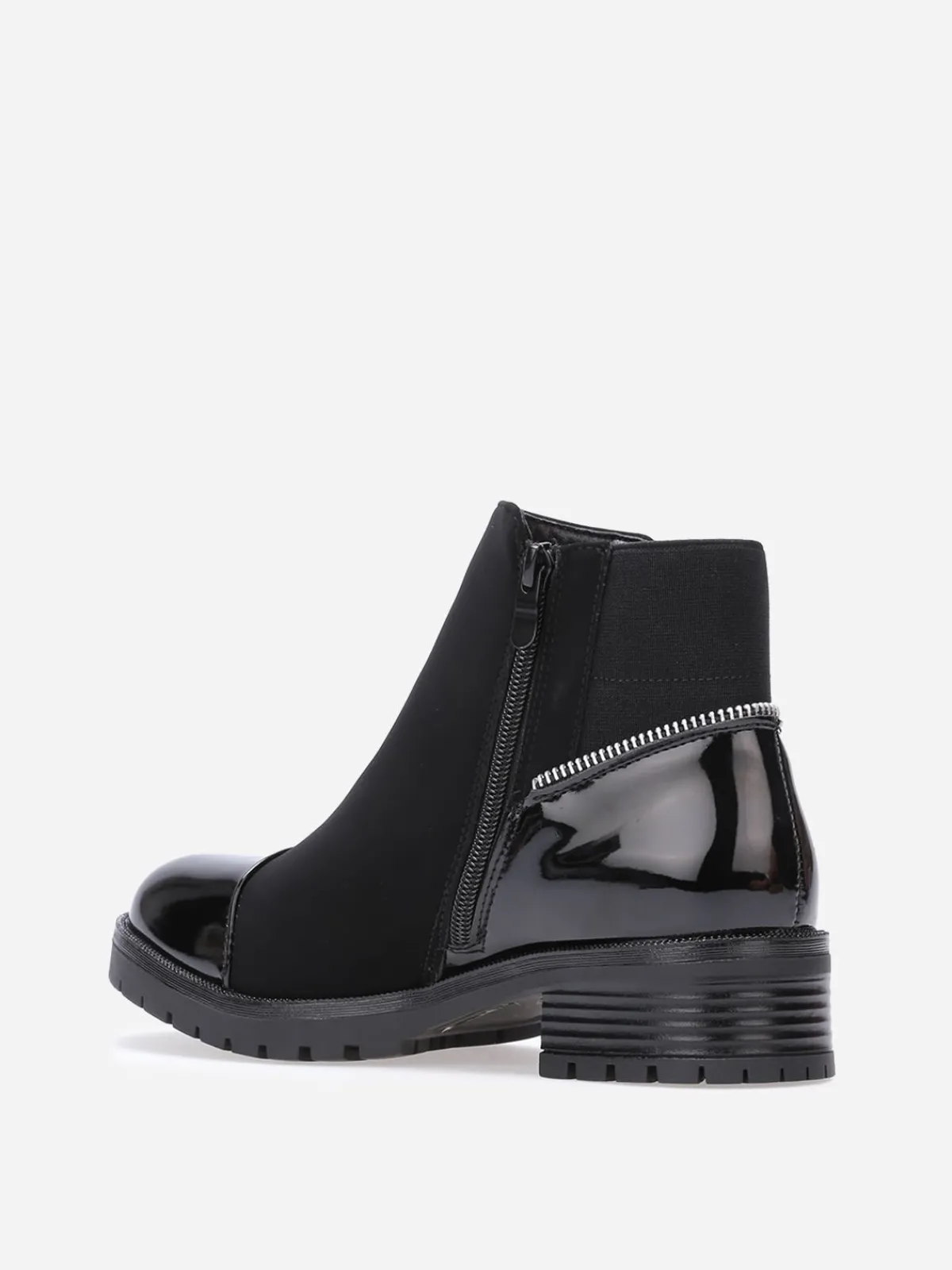 Hot La Modeuse Bottines multi-matières à zip décoratif Noir