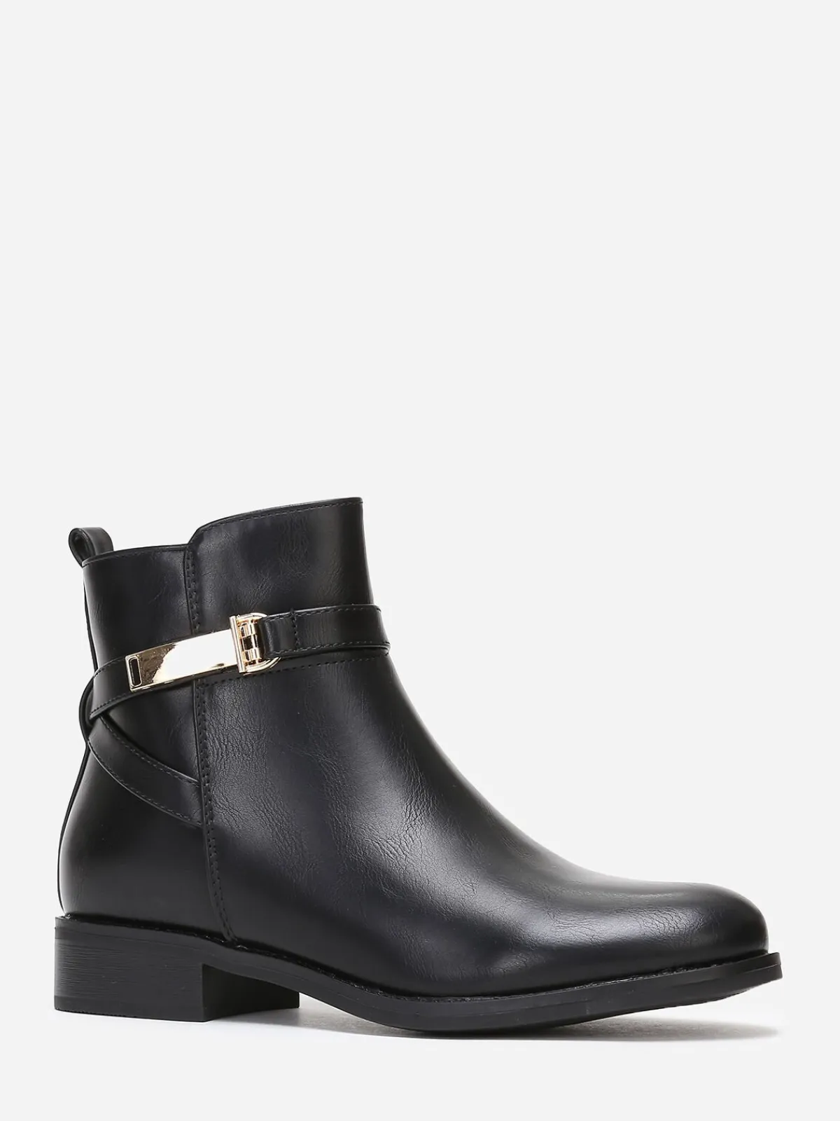 Online La Modeuse Bottines plates à boucle Noir