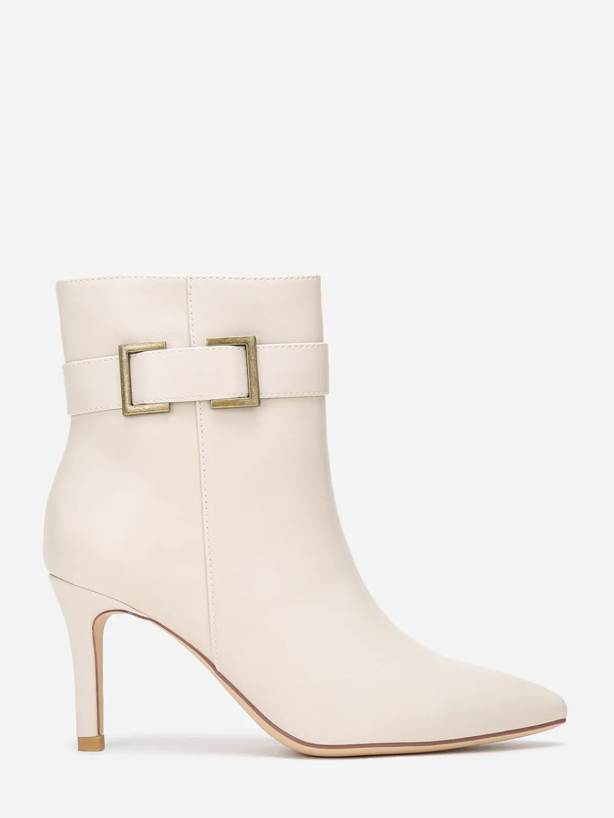 Best La Modeuse Bottines pointues à boucle métallique Beige