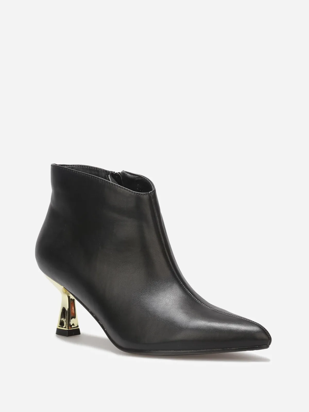 Sale La Modeuse Bottines pointues à petit talon métallique Noir