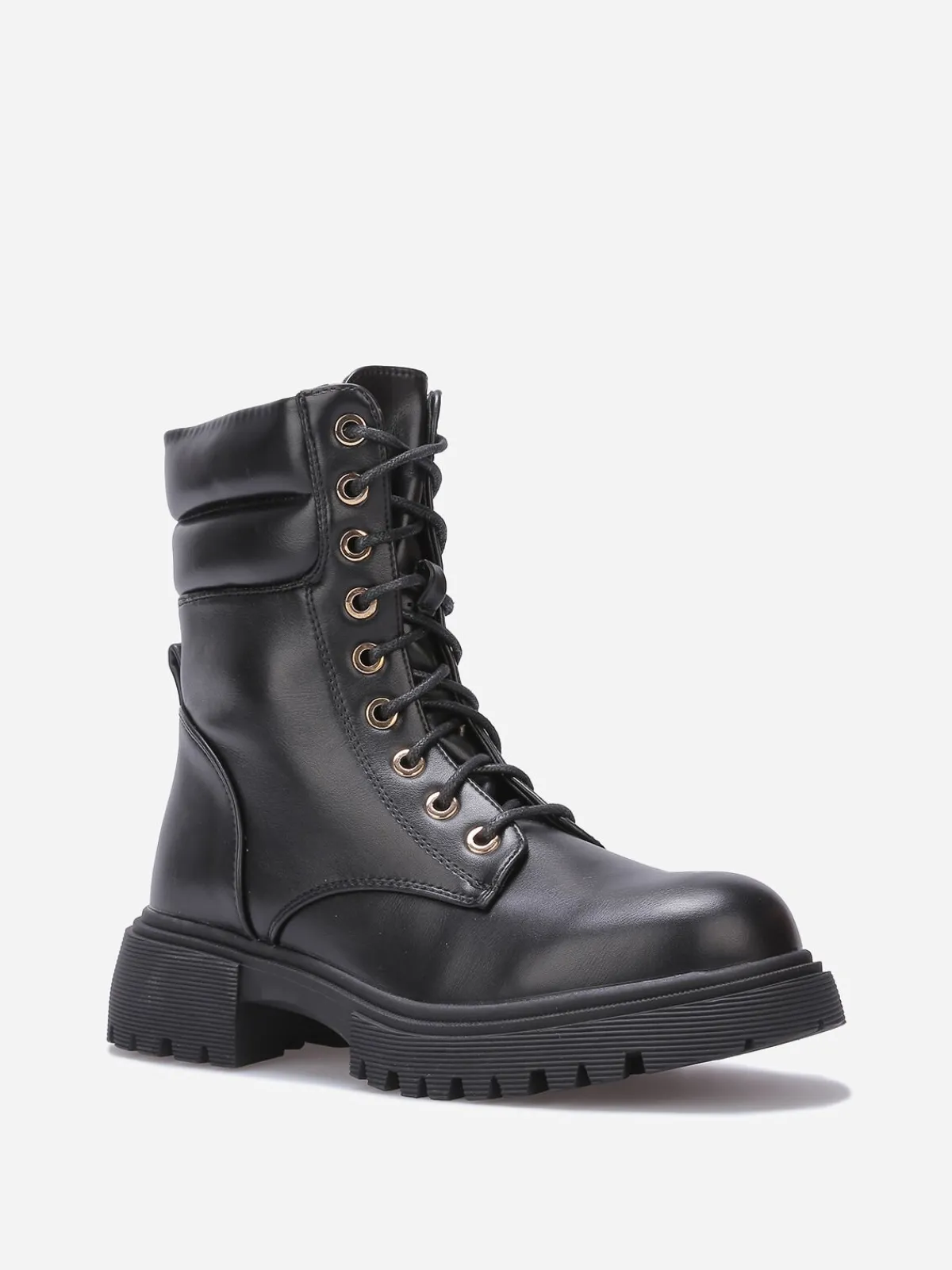 Best La Modeuse Bottines rangers à détail matelassé Noir