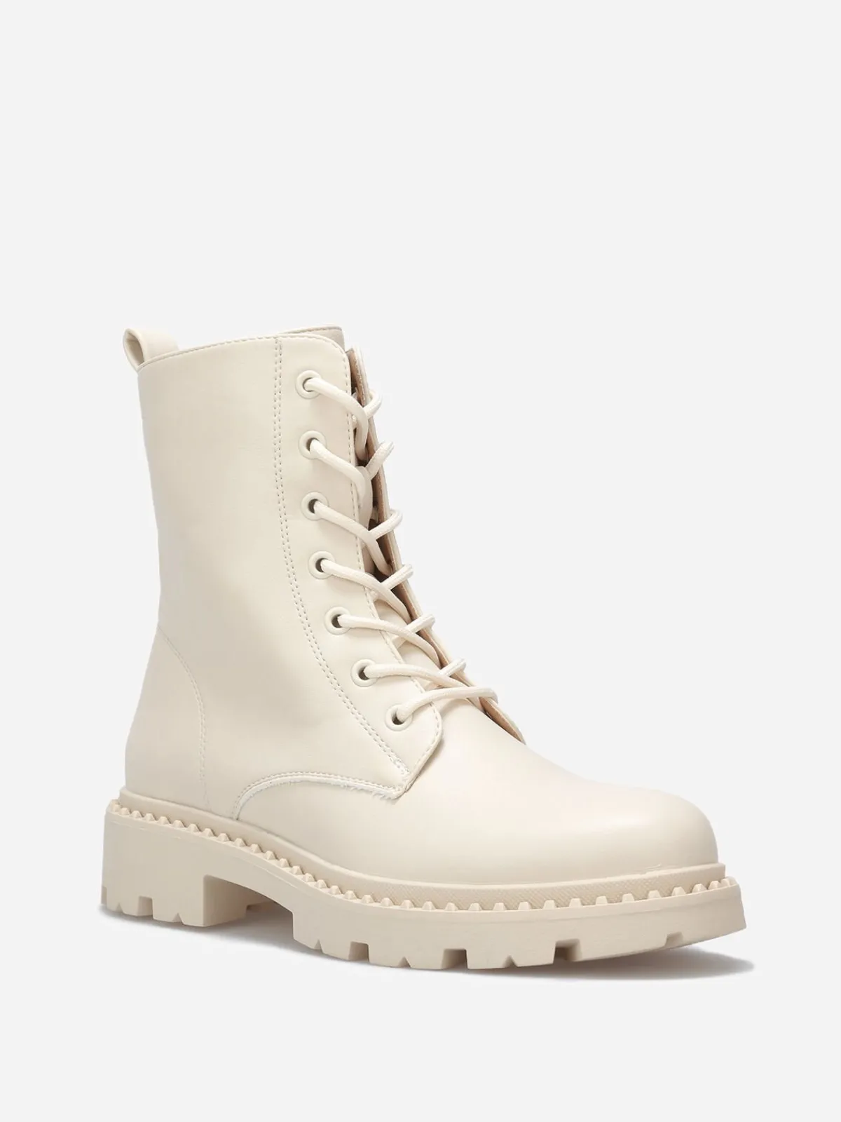 Clearance La Modeuse Bottines rangers à semelle crantée Beige