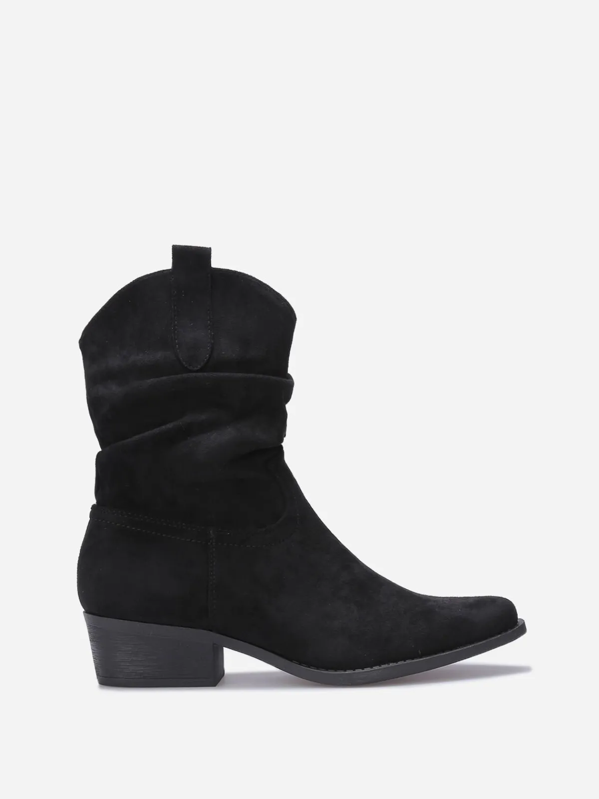 Outlet La Modeuse Bottines santiags froncées en suédine Noir