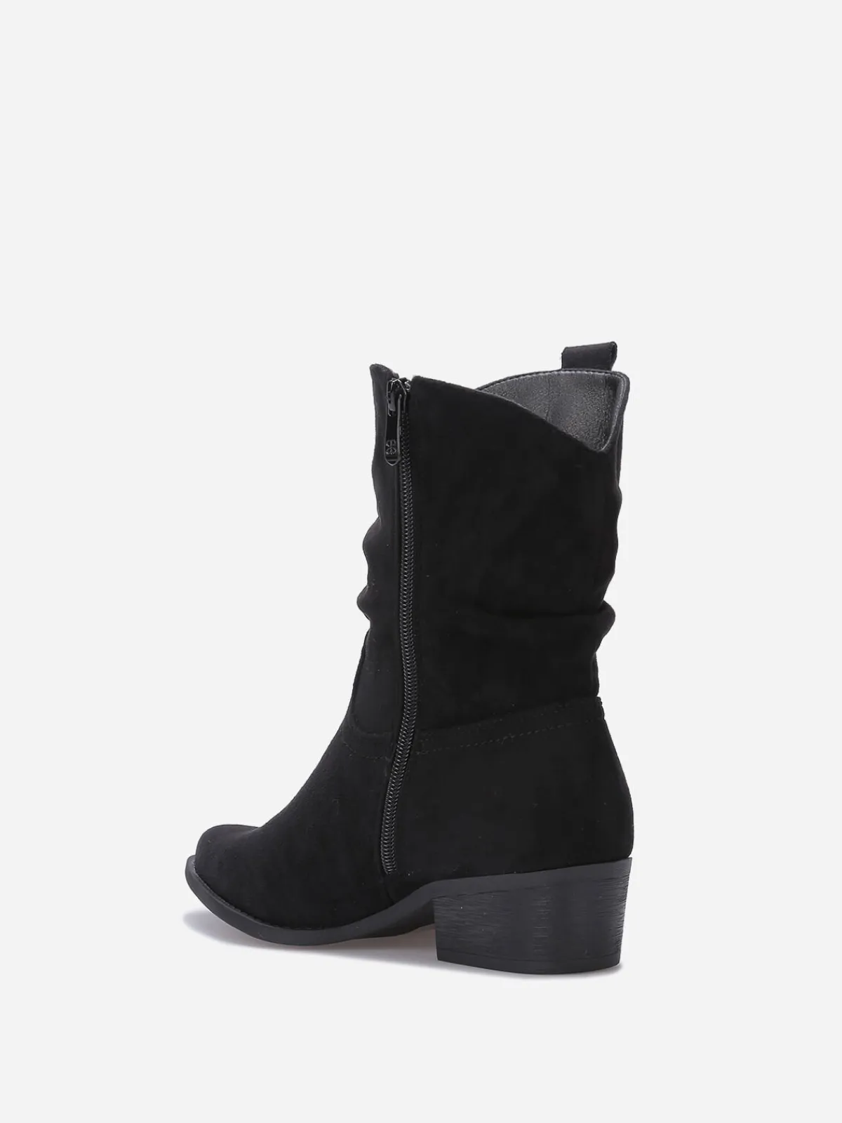 Outlet La Modeuse Bottines santiags froncées en suédine Noir