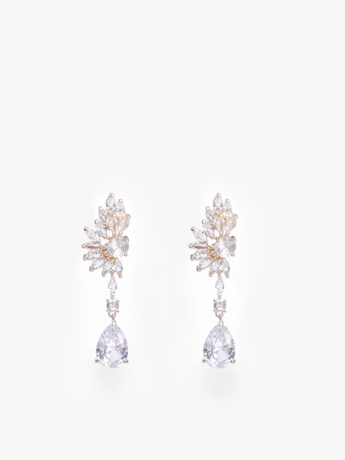 La Modeuse Boucles à clips pendantes à fleur strassée Doré