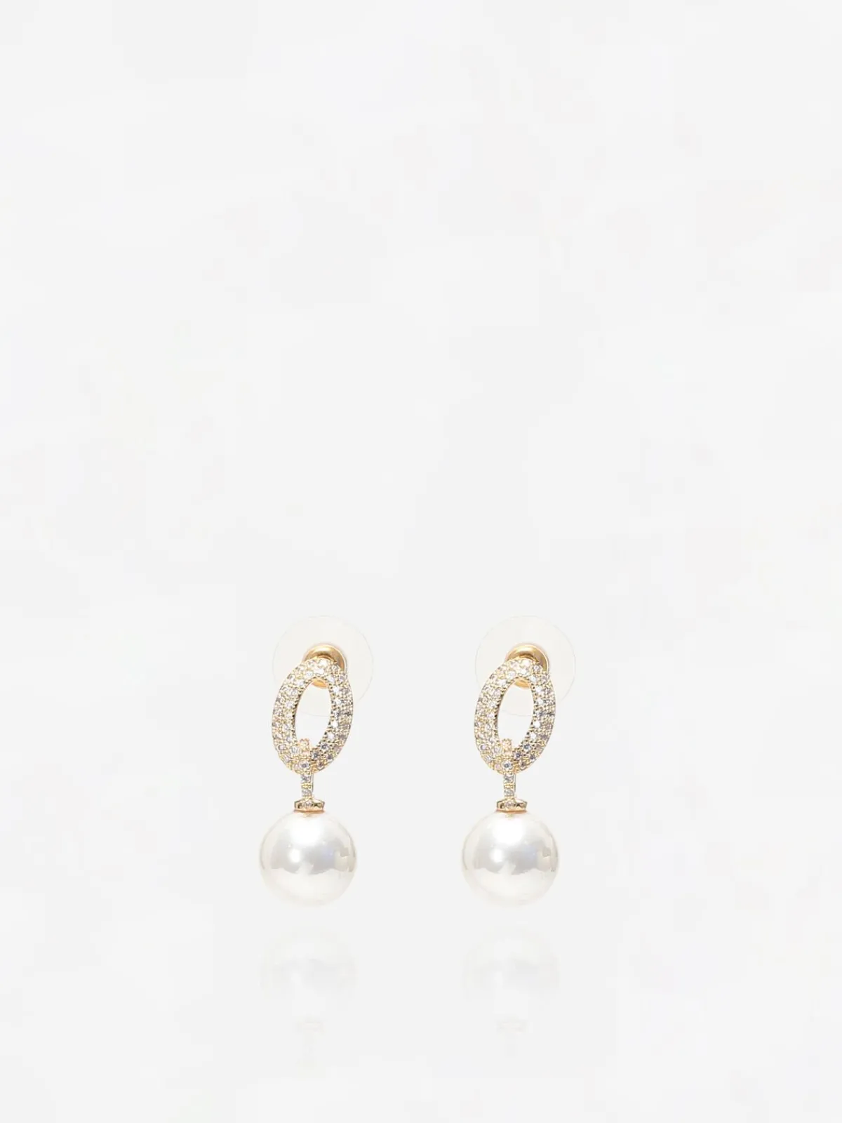 Discount La Modeuse Boucles d'oreilles à strass et perles Doré