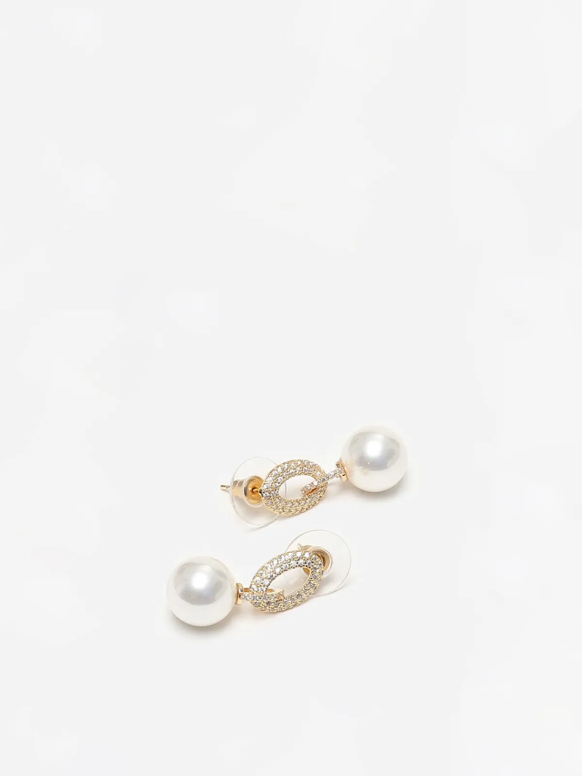 Discount La Modeuse Boucles d'oreilles à strass et perles Doré