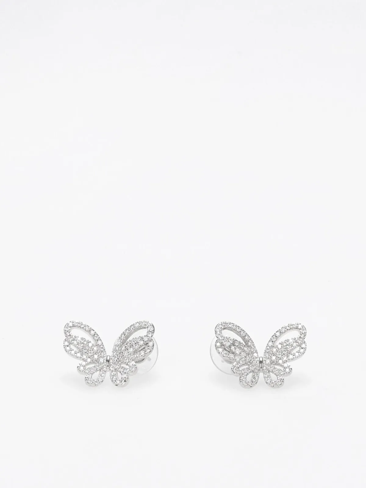 Online La Modeuse Boucles d'oreilles papillons à strass Argenté