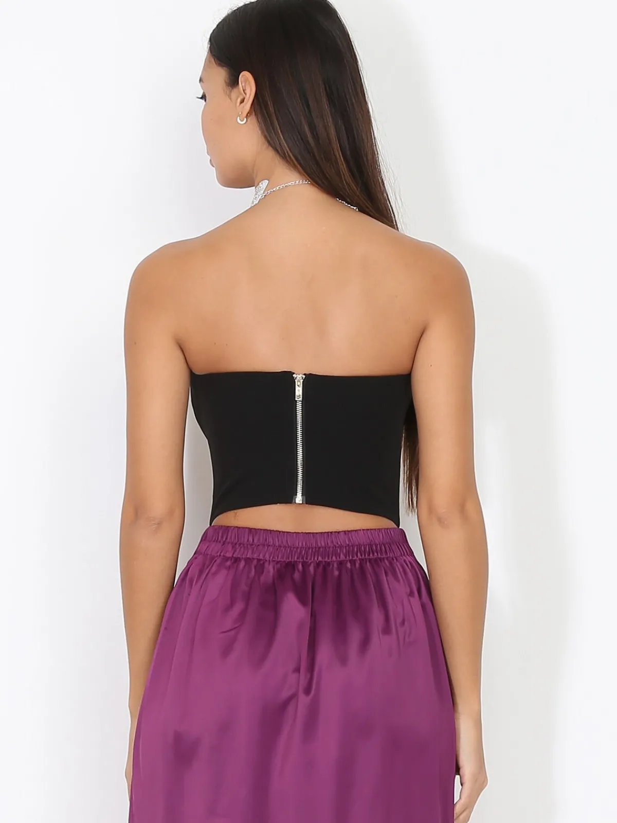 Clearance La Modeuse Bustier court corset à zip Noir