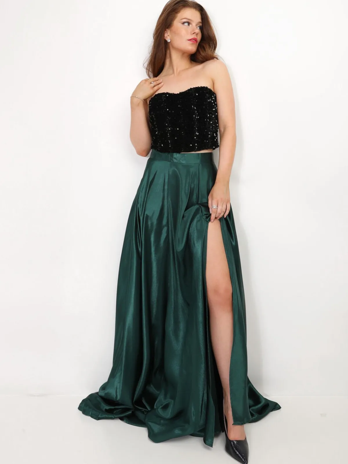 Clearance La Modeuse Bustier en velours brodé de sequins Noir