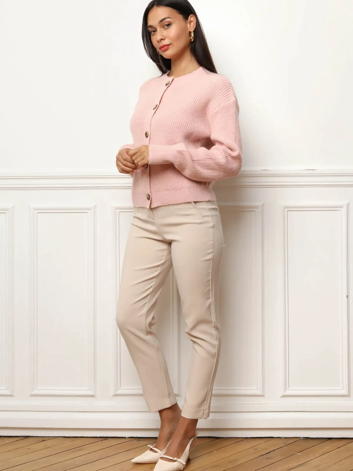Best La Modeuse Cardigan à boutons marbrés Rose