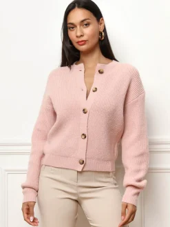 Best La Modeuse Cardigan à boutons marbrés Rose