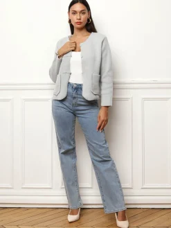 Best La Modeuse Cardigan à poches et boutons perles Gris