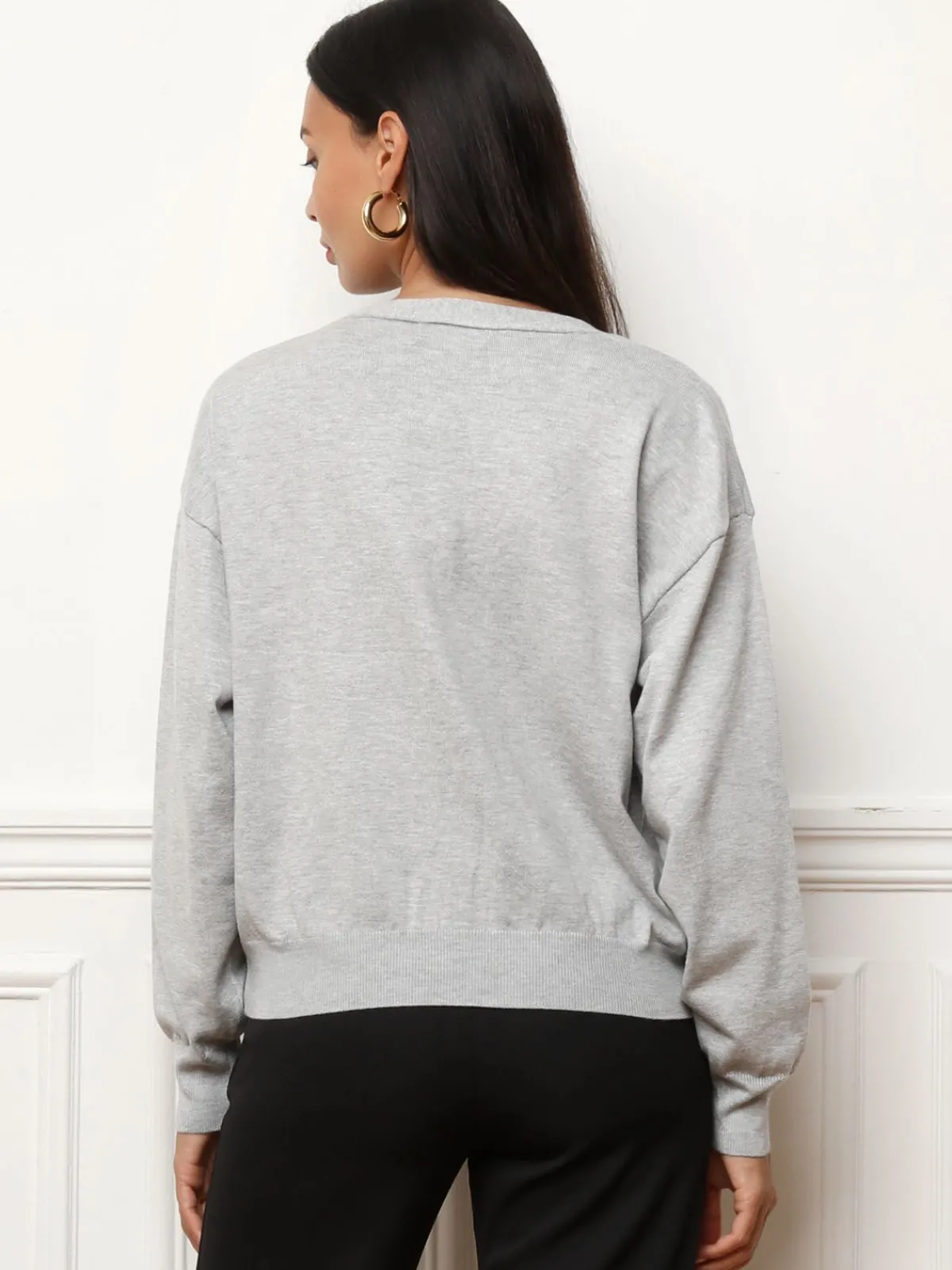 Sale La Modeuse Cardigan avec petits n艙uds satinés Grisclair