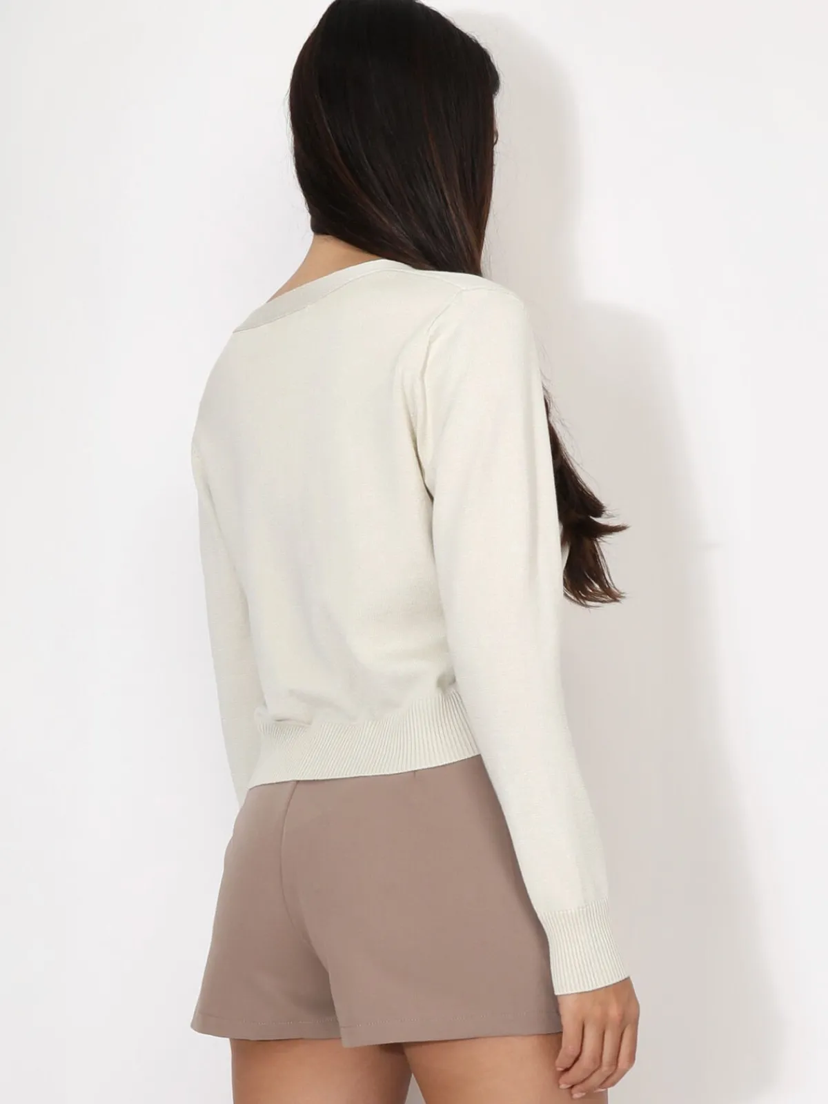 Outlet La Modeuse Cardigan col v et boutons Beige